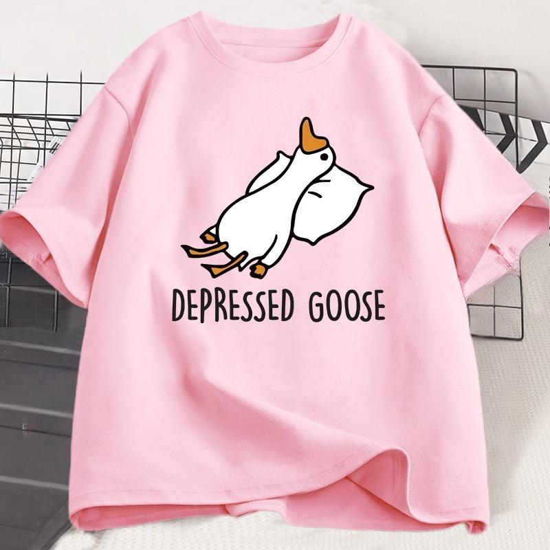 Depressed Goose TShirt Funny Graphic T Shirts Harajuku Oneck Unisex WOMEN Short Sleeve Tees Unisexs Designer Clothes Streetwear