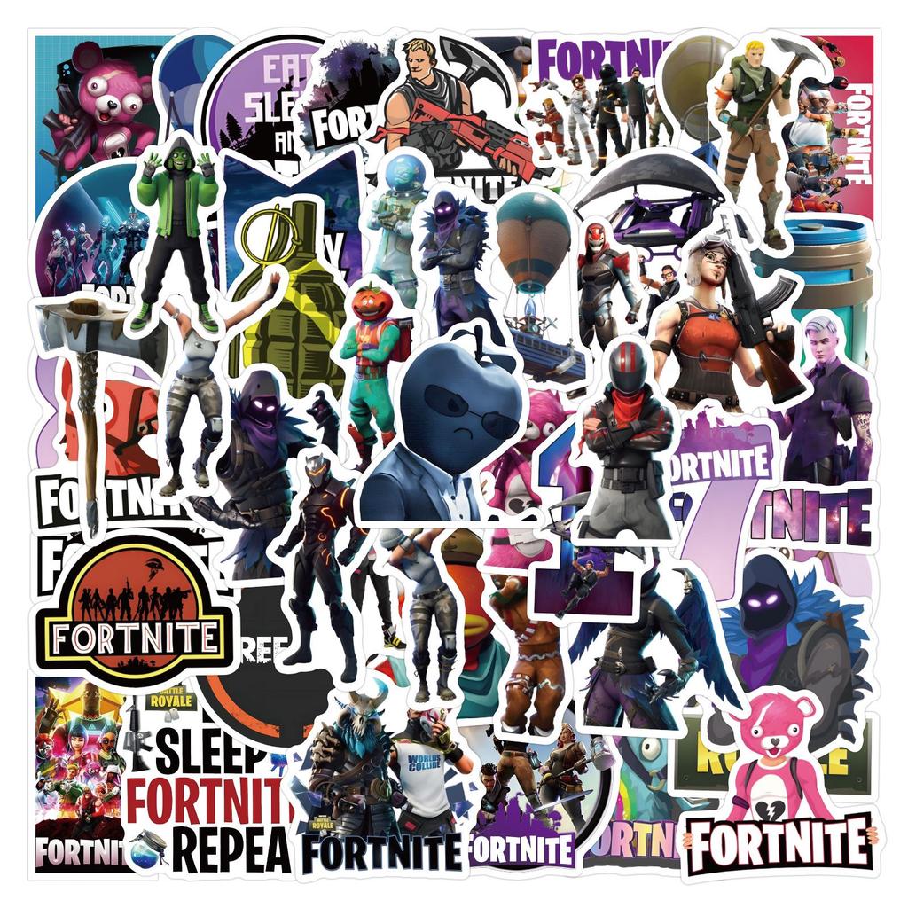 Трансграничные наклейки-граффити Fortnite: 55 водостойких дизайнов для декора гитары, самоката и стакана для воды.