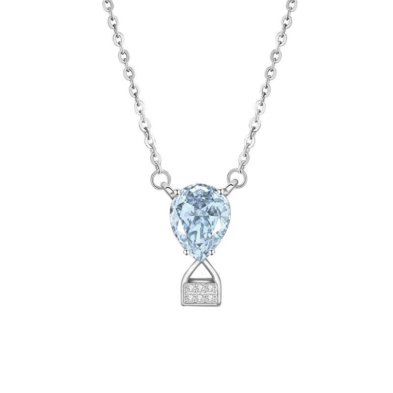 S925 silver texture water drop lock head natural crystal necklace niche high sense versatile non-fading girls collarbone chain jewelry gift
