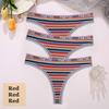 3 шт./компл. красочные полосатые хлопковые женские трусики сексуальные стринги нижнее белье женские дышащие стринги нижнее белье трусики с Т-образной спинкой