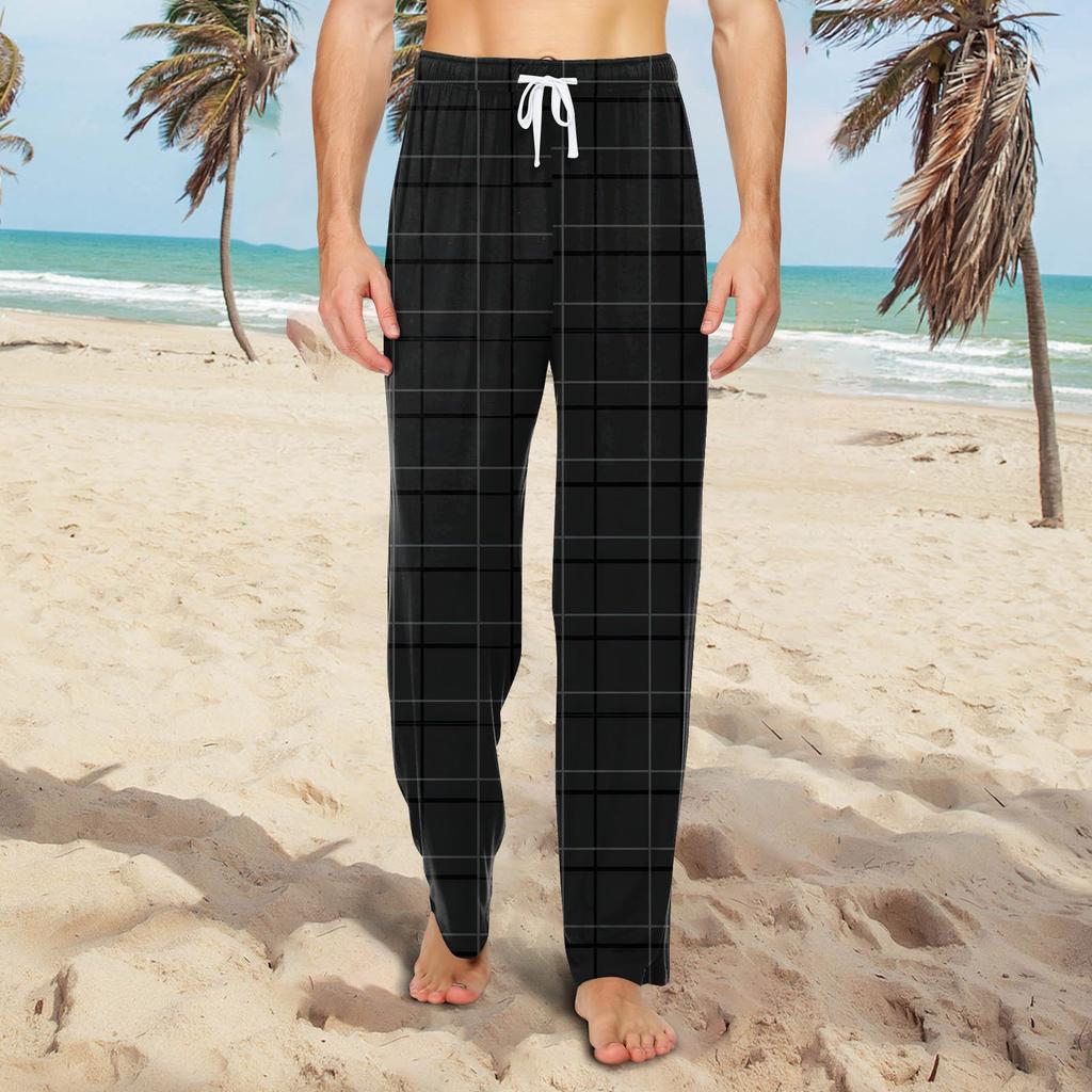 Men's Knitted Fashion Print Drawstring Casual Pants Pajama Pants