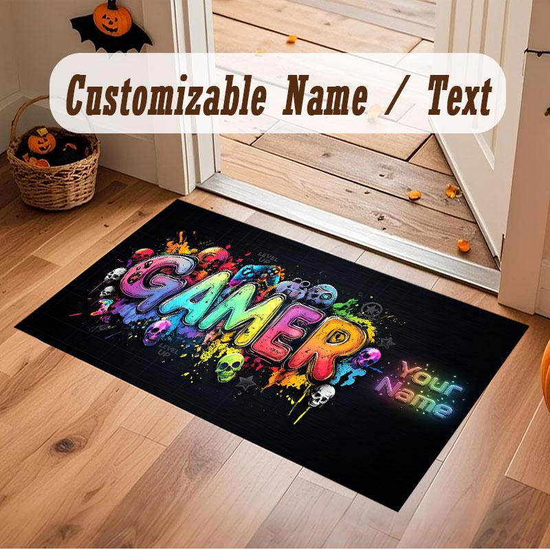 Decorative Artwork Theme Crystal Velvet Floor Rug Personalized Custom Name Text Warm Carpet Home Decoration