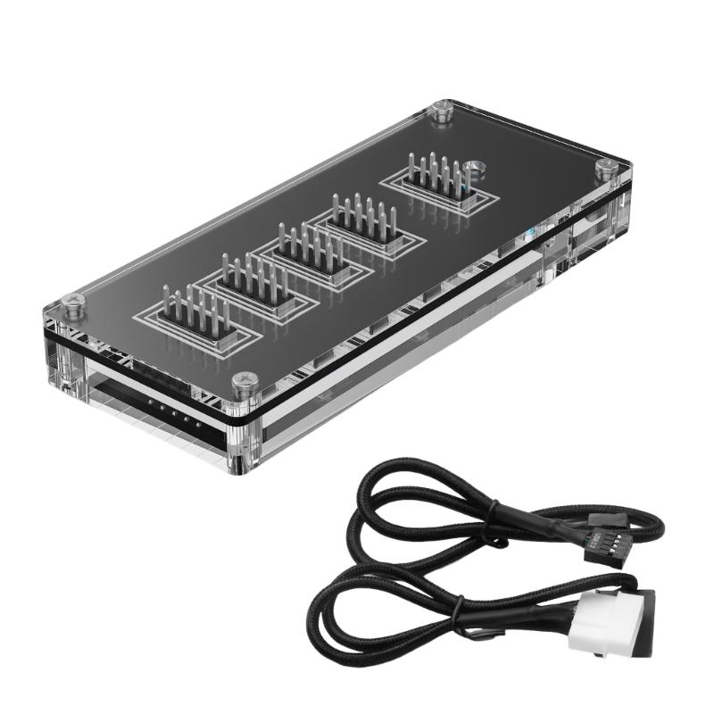 9-контактные USB-хабы Разъемы USB-разветвитель 1 к 4 USB2.0 9-контактная плата-разъем + кабель 50 см для водяного охлаждения для светодиодного вентилятора