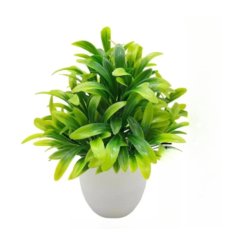 1PC Artificial Plant with Plastic Pot for Home Office Desk Living Room Bedroom Decor Fake Greenery No Maintenance Required
