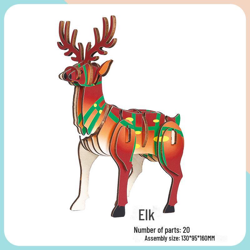 Милые животные DIY 3D деревянная головоломка для детей