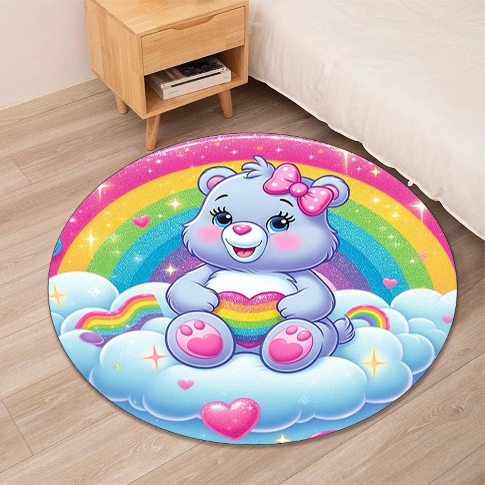 Bear Printed Round Rug Carpet Chair Rug Area Rug Entryway Doormats,for Office Chair Living Room Bedroom Kitchen Room.