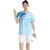 Li Ning Серия Бадминтон Граффити Принт V-образный вырез Удобная Дышащая Повседневная Футболка с коротким рукавом Унисекс Топы Ледяной-голубой AAYV025-5
