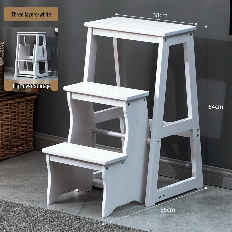 Solid Wood Folding Ladder Chair: Dual-Use Indoor Step Stool and Multifunctional Staircase.