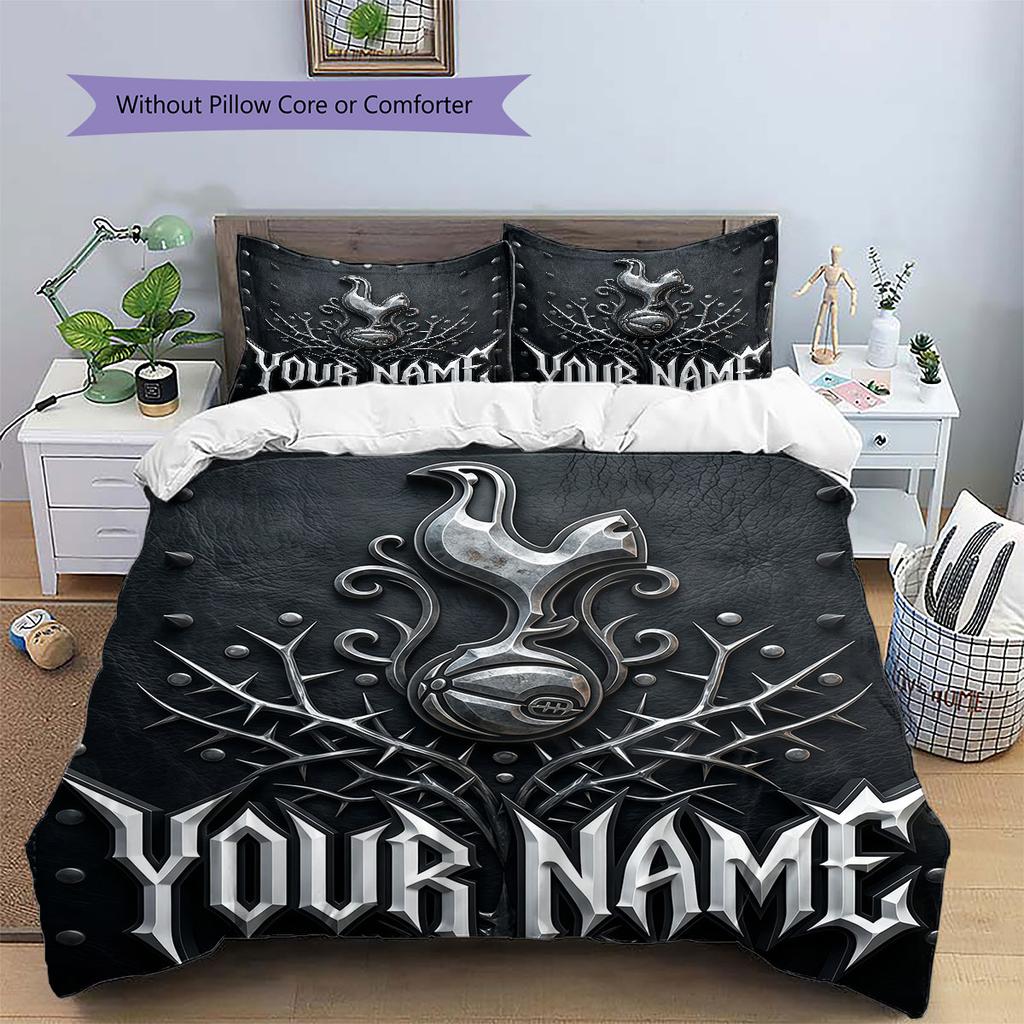 Custom Name,Tottenham Hardcore Pattern Bedding Home Decoration Birthday Gift ( 1 duvet cover + 2 pillowcase, without core),fan merchandise.