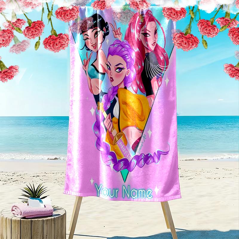 Custom NameGangster Girls Artwork Beach Towel Soft Microfiber Summer Towel Quick Dry Absorbent Towel for Beach Swimming Pool Travel