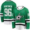 Хоккейная футболка Dallas Stars Зеленая с Белыми и Черными Акцентами "Rantanen 96" Звезда Логотип "D" Дышащая Спортивная Футболка с Длинным Рукавом V-образный Вырез