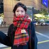 Plush Red Plaid Scarf Thick Wool Scarves Classic Cashmere Scarves  Student