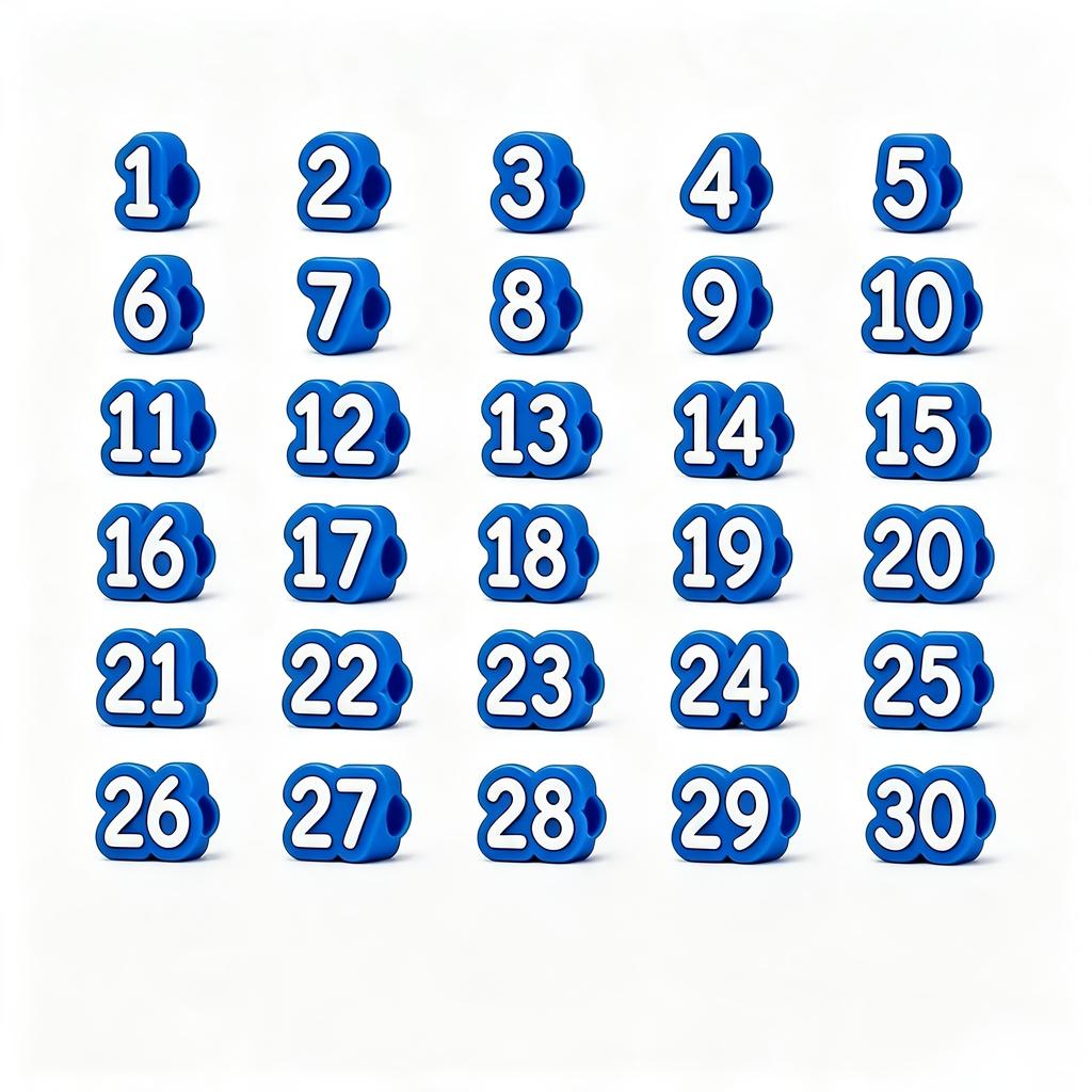 30Pcs 1‑30 Numbered Pencil Cap Covers, Reusable Classroom Pencil Labels for School Stationery Organization