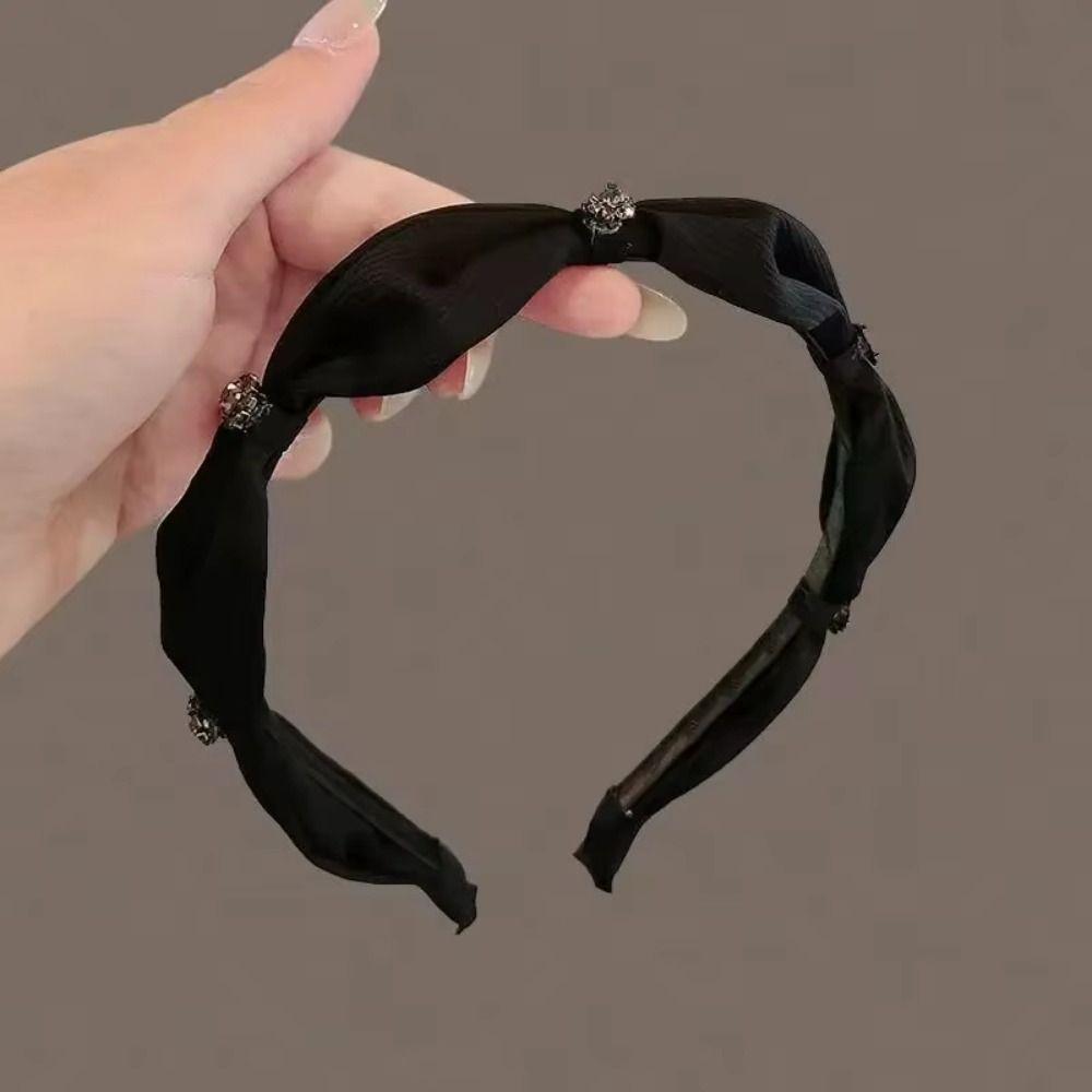 Diamond Encrusted Anti Slip Hairband Handmade Elegant Hair Clip Satin Hairband For Women