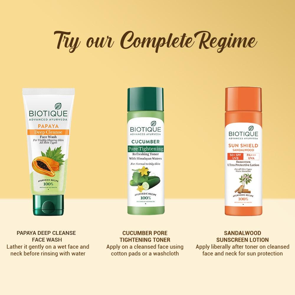 Biotique Био солнцезащитный лосьон для лица SPF 50+ с сандаловым деревом 190 мл – Ультра успокаивающий, водостойкий, натуральная защита