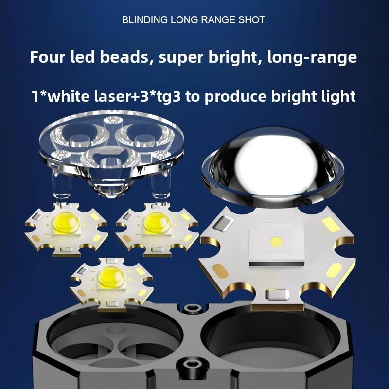 JIASHUAIXIN Aluminum alloy high-performance EDC multi-function flashlight portable dual switch four-bead power display