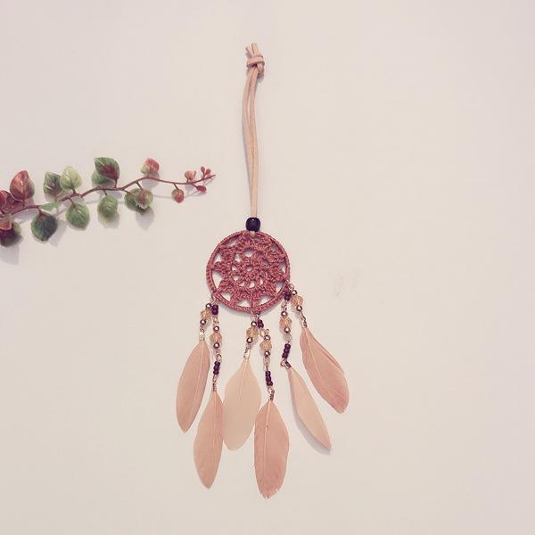 Wind Chime Feather Dream Catcher Pendant - Handcrafted Ornament for Home & Car Decor M291