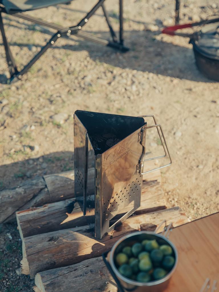 CAMPINGMOON MT-17 Складной стартер для угля из нержавеющей стали для барбекю с эффектом дымохода