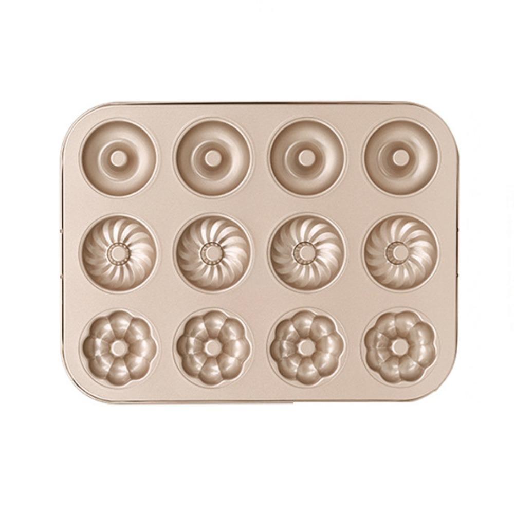 6/12 Cavity Donut Baking Mold Carbon Steel 4 Shapes Cake Baking Tray Easy To Clean Reusable Donut Muffin Pan Dessert Making