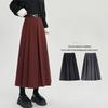 Женская плиссированная миди-юбка А-силуэта с высокой талией, зимне-осенняя, однотонная, длинная юбка