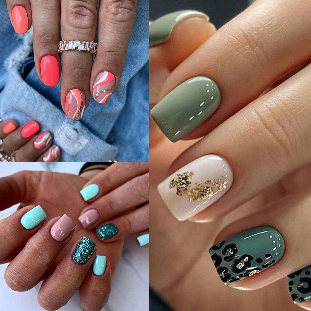 French False Nails Short Round Nail Tips Detachable Fake Nails  for Salon