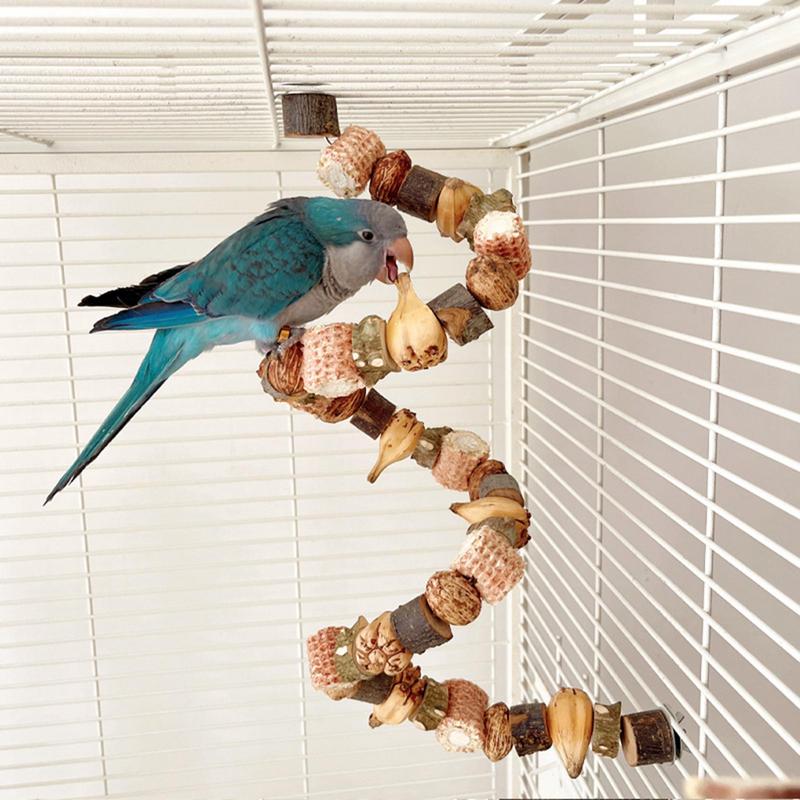 Natural Bird Toys Bird Chewing Strings Log Blocks Cockatoo Toys Cockatiel Foraging Toys Climbing Ladders Parrot Shredding Toys