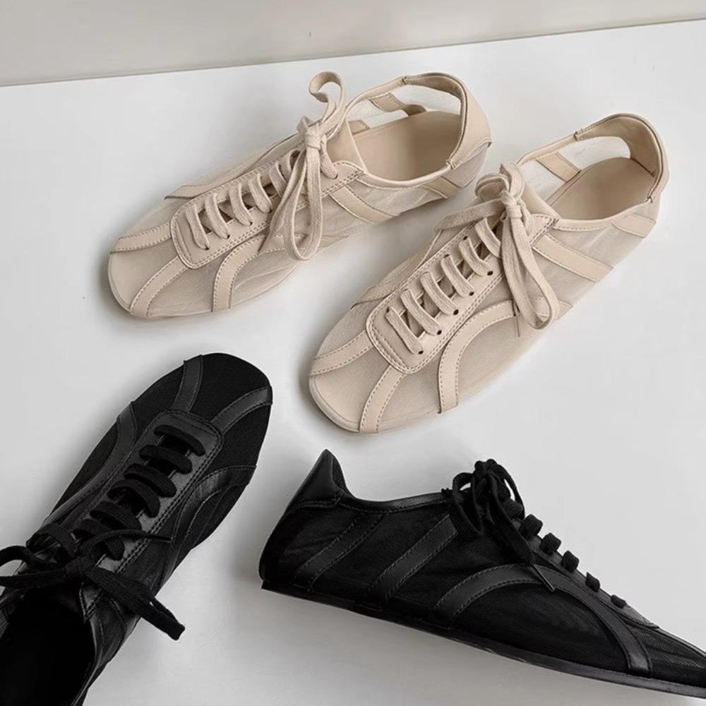 Модная немецкая тренировочная обувь Женская 2025 Летняя Плоская На шнуровке Обувь Форреста Гампа Женская Натуральная кожа Сетчатая вентиляция Кроссовки