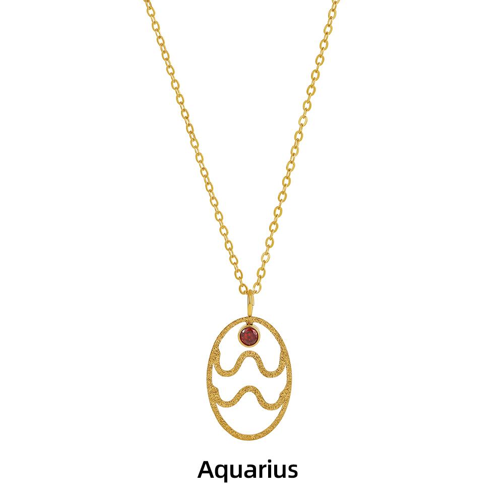Zodiac Necklace for Women Aries Leo Pisces Sagittarius 12 Constellation Stainless Steel Neck Chains Jewelry Girl Birthday Gifts