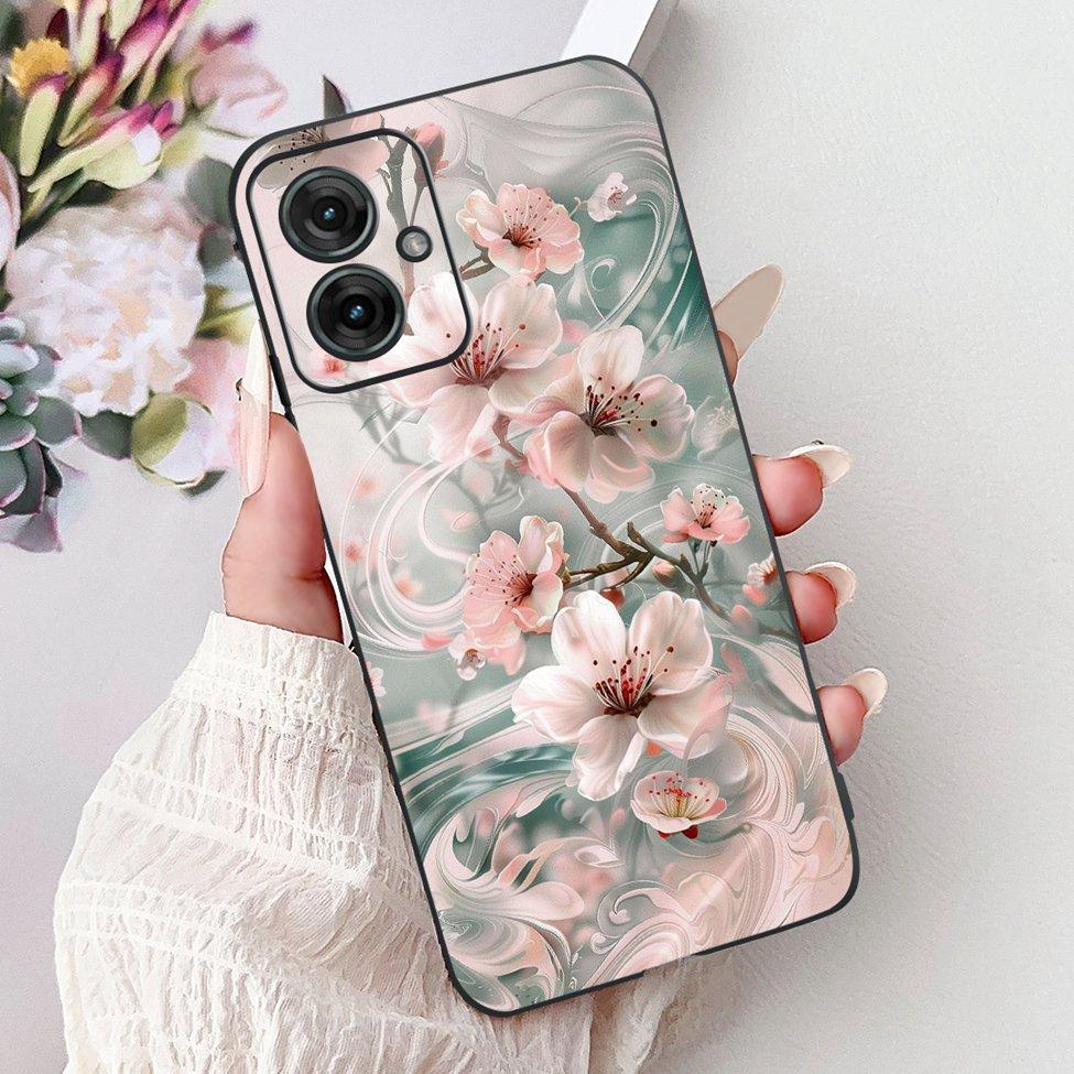 For Motorola Moto G55 Case Silicone Cute Cat Fashion Flowers Cool Painted Cover For Motorola G55 Moto G55 Phone Case XT2435-2