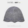 Hollow knitted hat women's autumn and winter plain lace versatile bucket hat showing small face warm ear protection cold hat