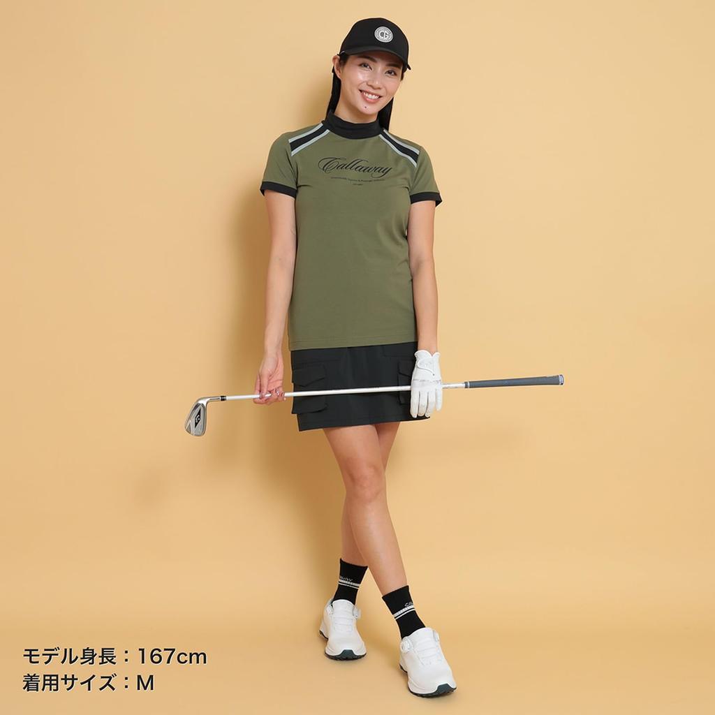 Callaway Футболка с коротким рукавом и воротником-стойкой Гольф C25134203 LL Женская (Протяжение) / / 1180_Хаки