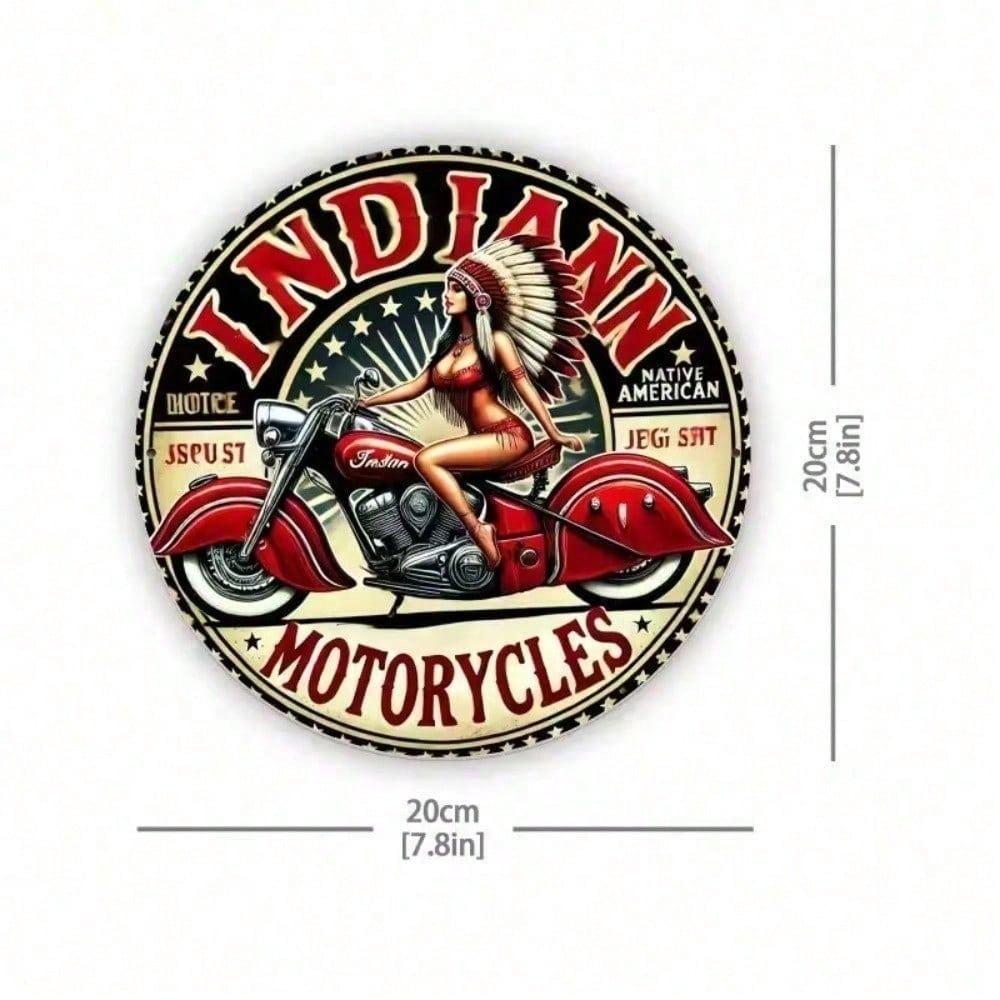 Винтажная металлическая жестяная вывеска Indian Motorcycle Ретро Декор стены гаража Всепогодное Сельское Алюминиевое Искусство для Бара Паба Мужской Комнаты