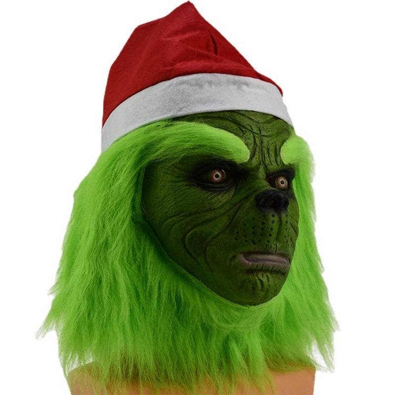 Christmas Green Gnome Mask Funny Green Gnome Mask Christmas Grinch Mask Party Latex Headgear