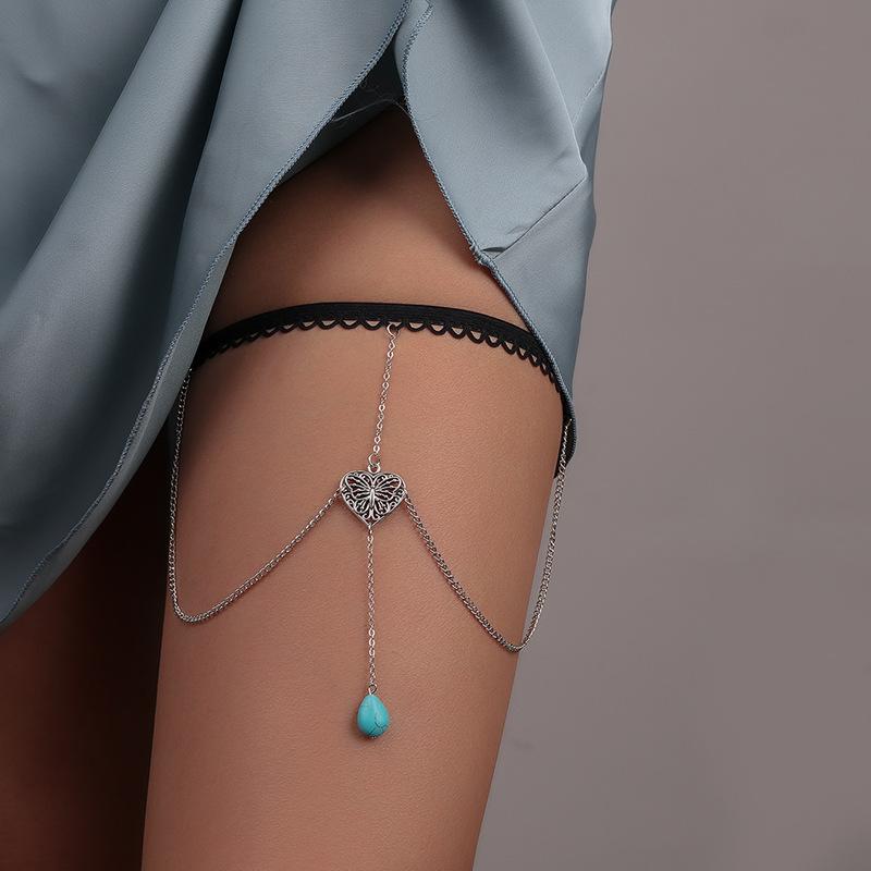 Sexy Flash Drill Elastic Belt Legs Chain Women's Personality Sweet And Cool Pearl Chain Beach Body Chain