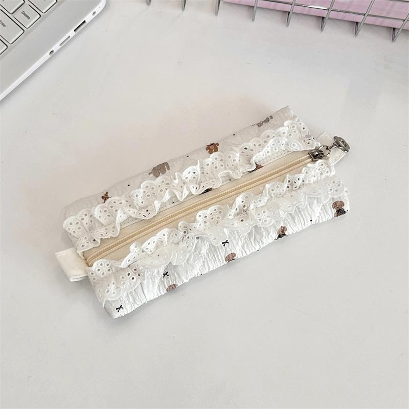 Кружевной цветочный пенал в стиле инс, мини-косметичка, сумка для мелочи, сумка для хранения мелочей, большая вместимость, органайзер для канцелярских товаров, сумка для ручек