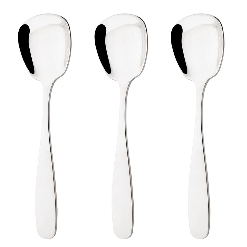 Золотой 3 шт. зеркальный набор столовых приборов из нержавеющей стали, квадратные ложки с платформой и дном, столовая посуда, мороженое, десерт, салат, ложки, набор столового серебра