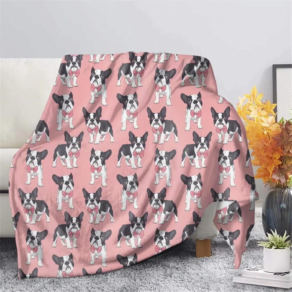 Boston Terrier Blanket Soft Cozy Boston Terrier Cute Puppy Dog Throw Blanket for Kids Girls Women Adults Boston Dog Lover Gifts