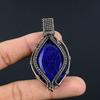 Blue Sapphire Pendant, Handmade Gemstone Pendant, 999 Copper Wire Wrapped Pendant Antique Jewelry, For Engagement Gift