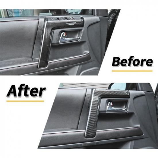 4PCS Interior Door Armrest Handle Trim Strips For 4runner 2010- Carbon Fiber