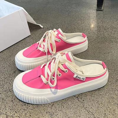 Кожаные полутапочки Baotou. Женские летние новые домашние и уличные сандалии и тапочки. Женские сетчатые красные универсальные туфли на плоской подошве.