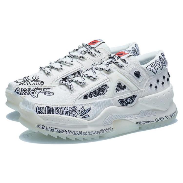 Li Ning CF Peace Низкие спортивно-повседневные кроссовки Мужские Туманно-белые AGLR167-5