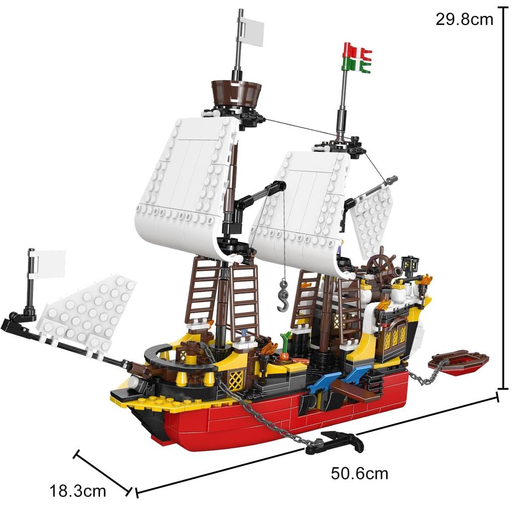 MOULD KING 10137 MOC Revenge Pirate Ship Clamp Blocks Kit Sailing Ship Building Blocks Toys for Adults and Kids