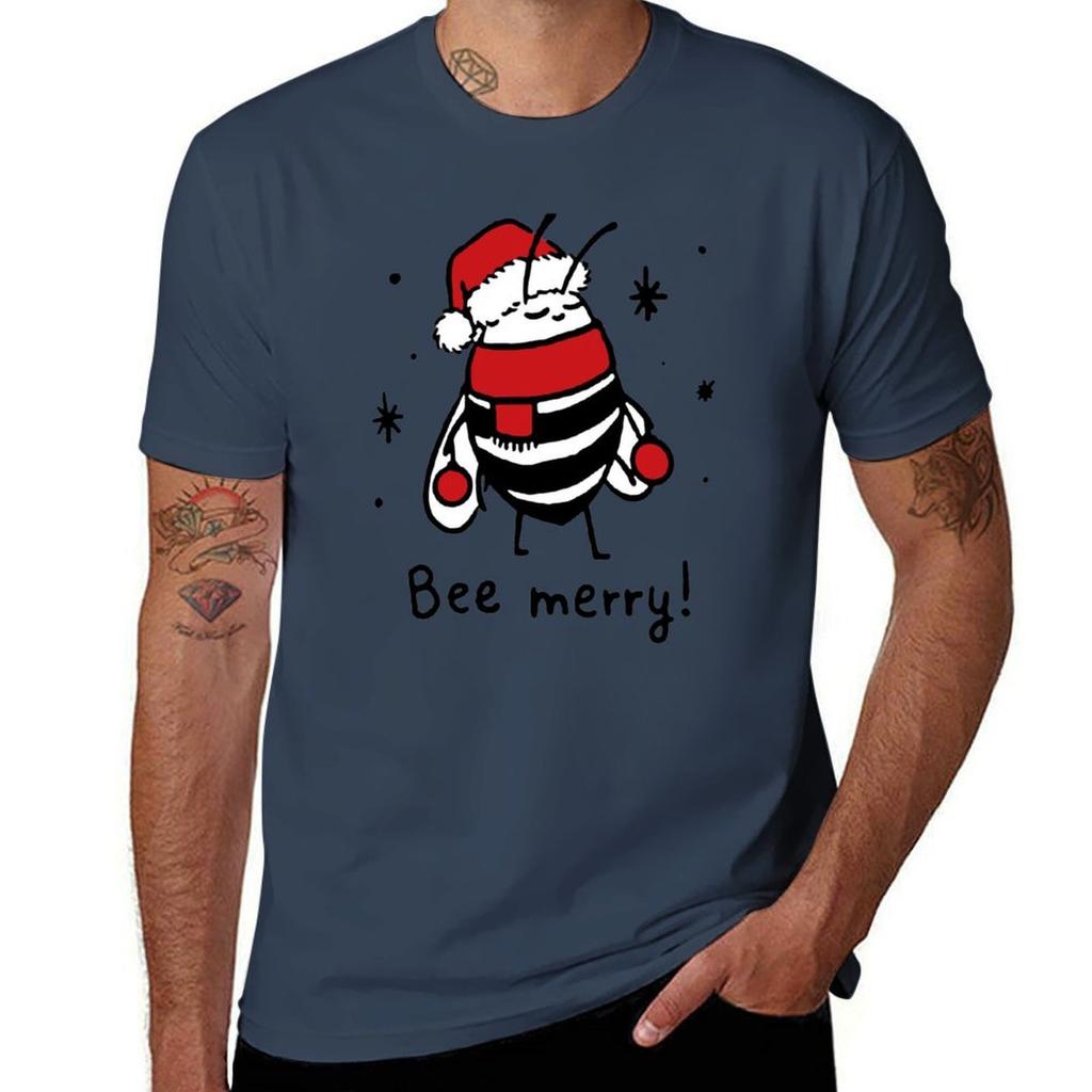 Bee Merry Christmas Gift Bee Lover TShirt Big and Tall Basic Tee Shirt