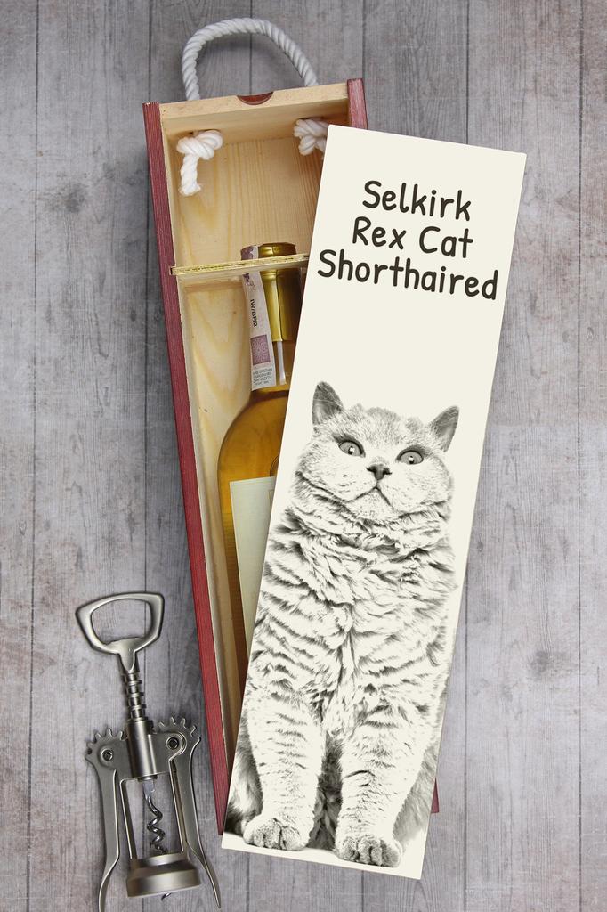 Selkirk Rex Shorthaired – Wine box with a cat, alcohol box with graphics | Art-Dog