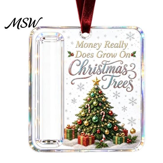Holiday Hanging Money Holder Christmas Cash Gift Ornament, Clear Acrylic Holder, Xmas Personalized Container Tree Decoration, Funny Ways to