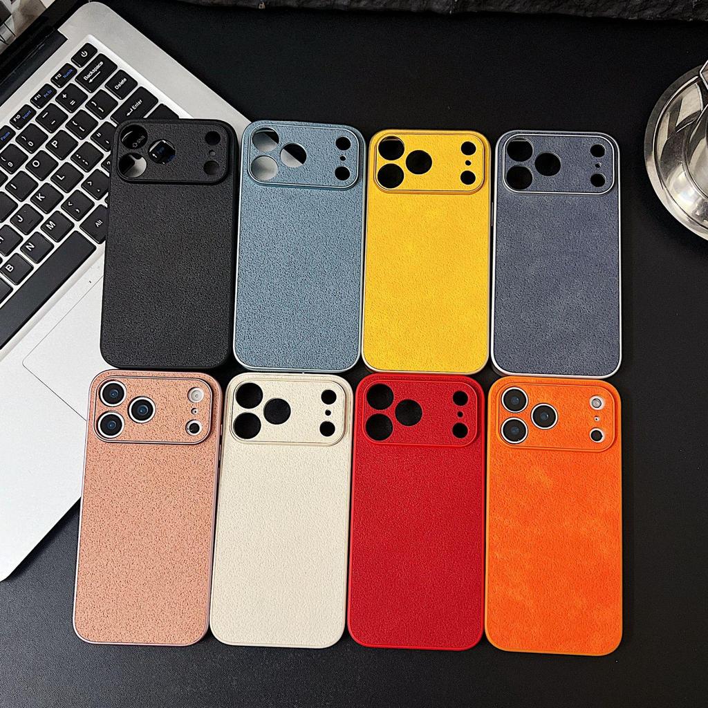 Lychee Pattern Large Window Phone Case for Apple 16PRO/16/17PROMAX with Precise Holes, Trendy Acrylic Design