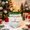 Hand Painted Resin Pot Cute Santa Claus Flowerpot, Decorative Christmas Desktop Flower Planter, Container for Indoor Home Office Window Sill