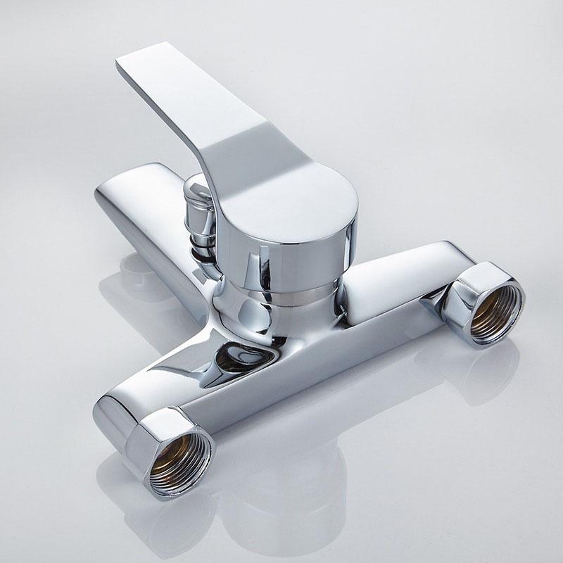 Faucet Zinc Alloy Basin Faucets Chrome Wall Mounted Hot Cold Water Dual Spout Mixer Tap for Bathroom Splitter Bath Shower Basin