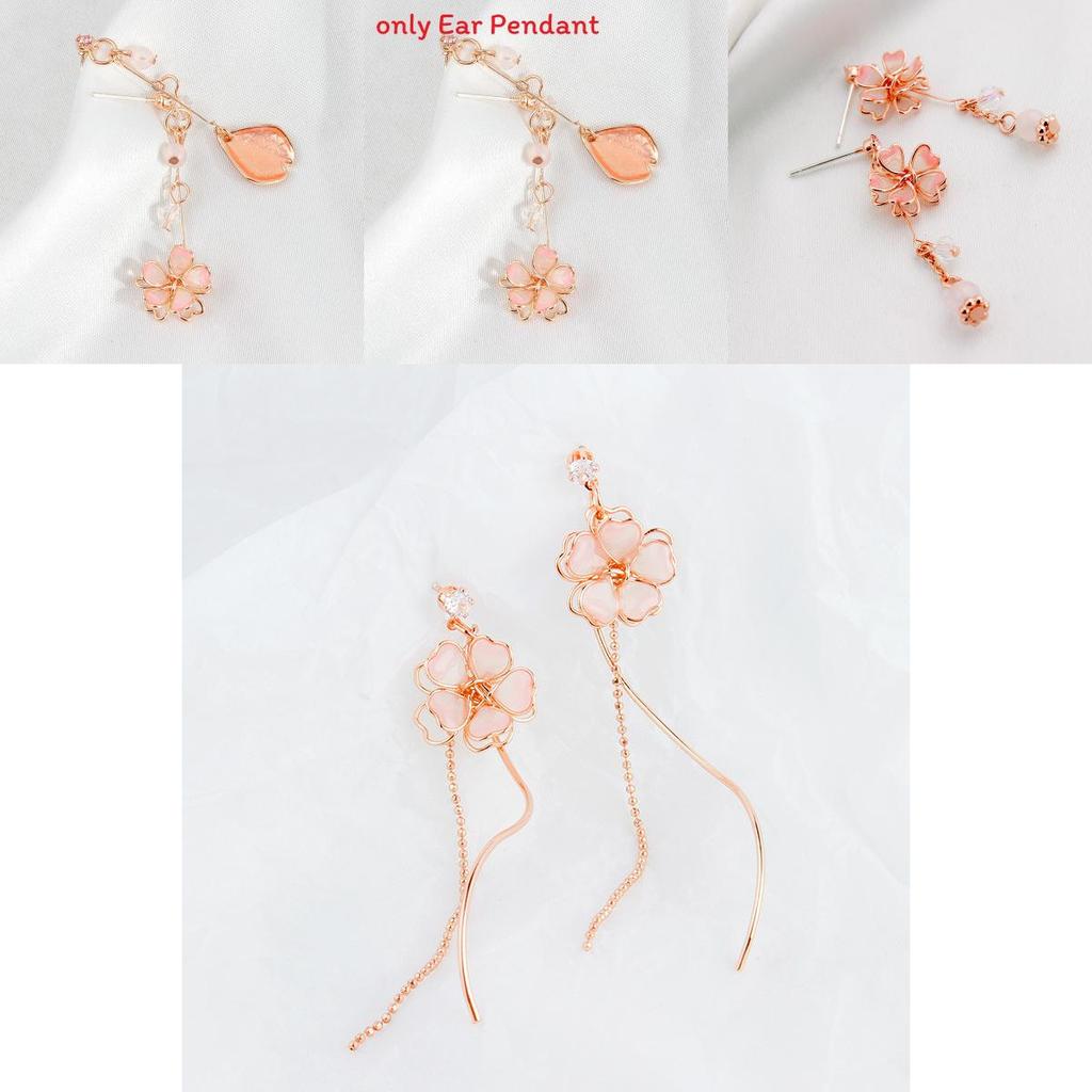 Элегантные асимметричные серьги с сакурой и геометрической формой для летней моды