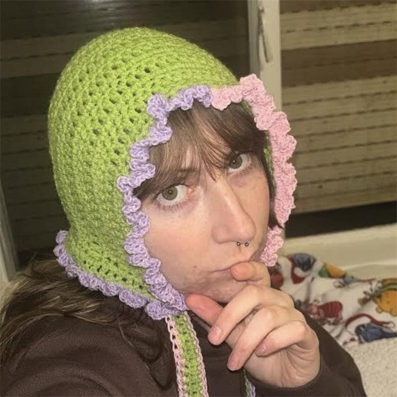 Новая шапка ручной работы с полыми кроличьими ушками, модная балаклава для взрослых